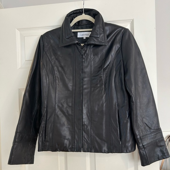 Calvin Klein Women's Black Leather Jacket - Picture 1 of 3